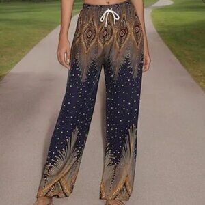Urban CoCo Boho Feather Floral Harem Yoga Pants Sz XL NWT, 32.5" Wst, 33" Inseam